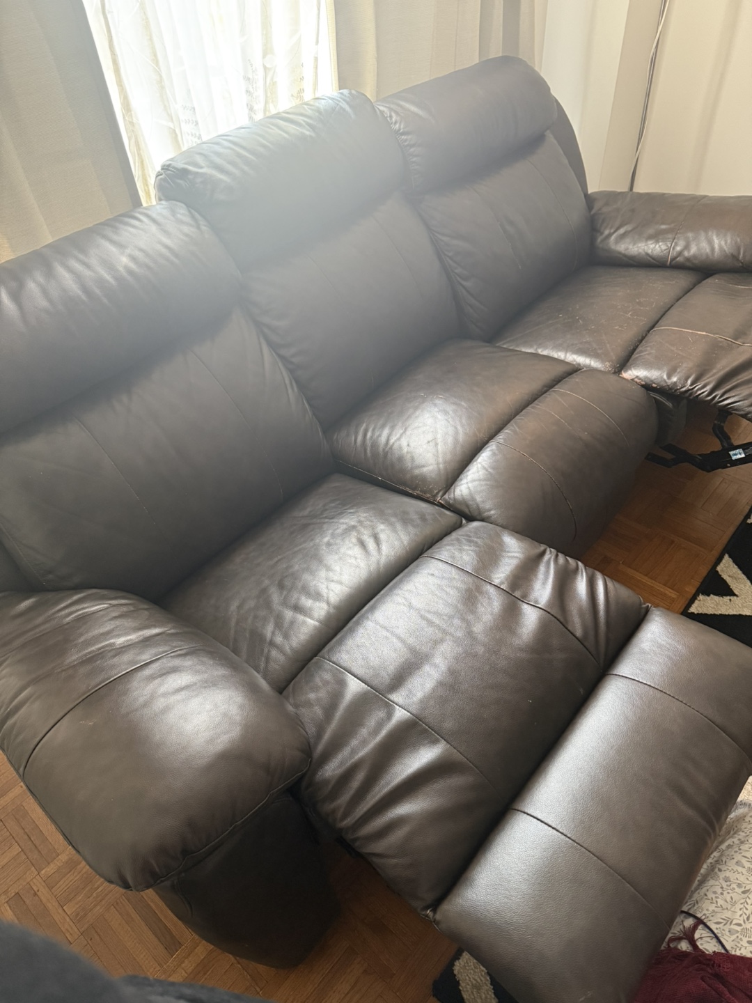 Brown Leather Recliner Sofa - photo 3