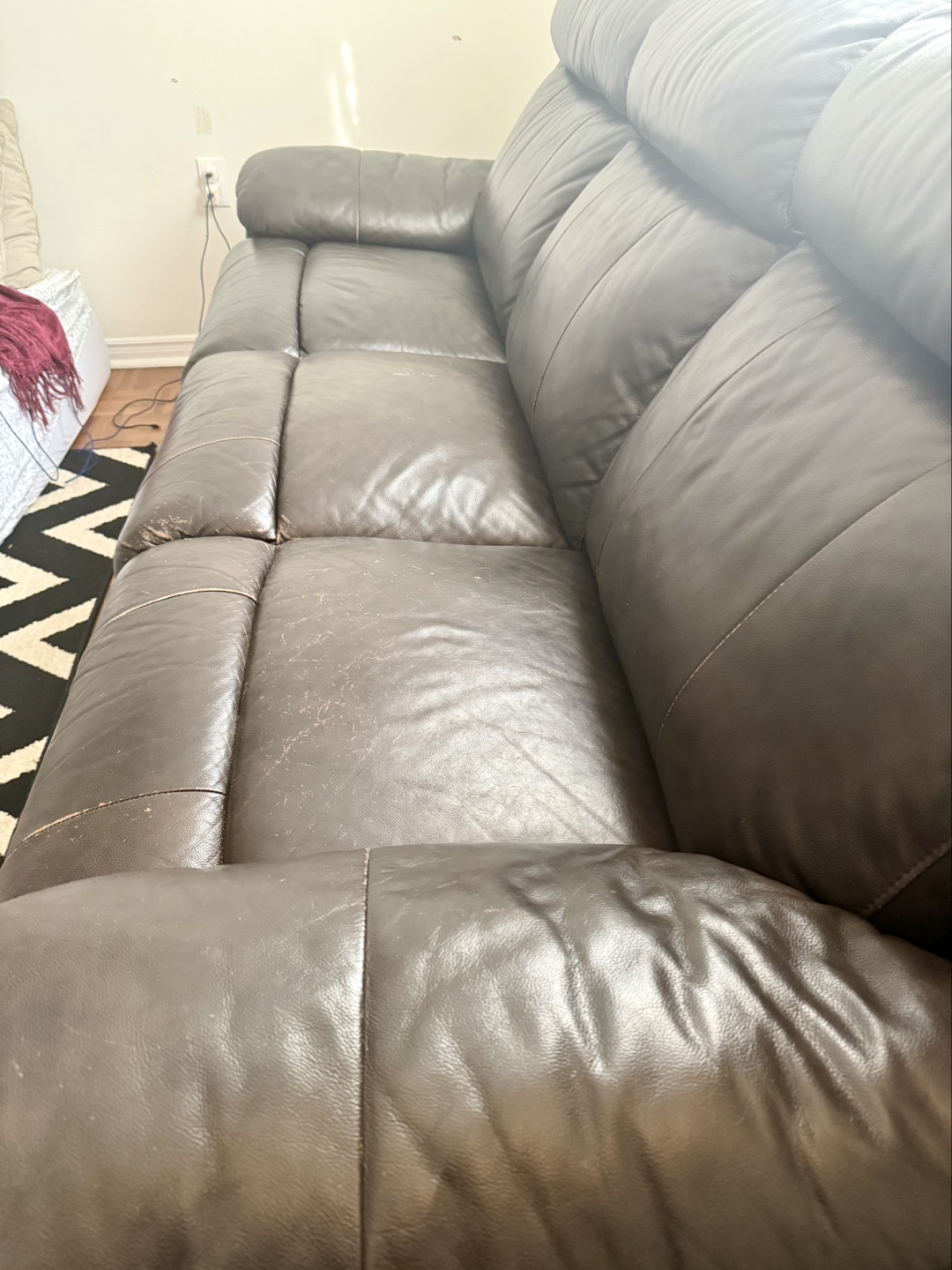 Brown Leather Recliner Sofa