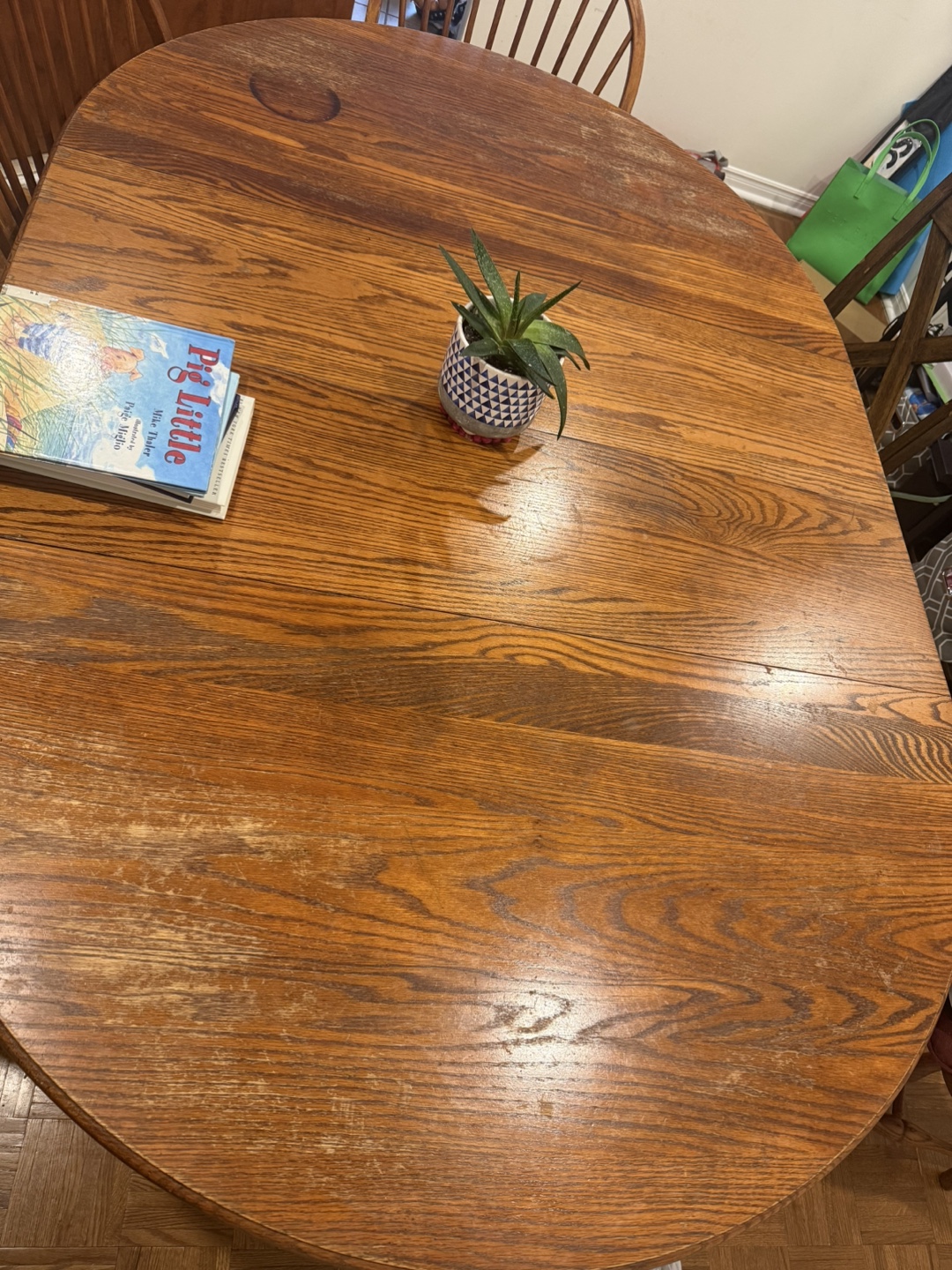 Solid Wood Oval Dining Table and 4 Chairs