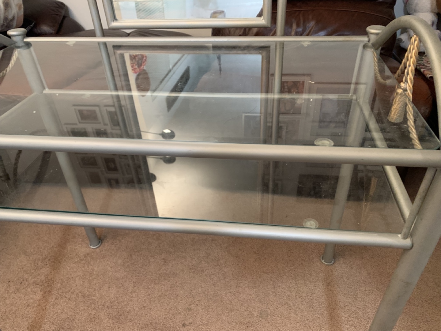 Silver Vanity Set with Glass Shelves and Mirror - photo 3