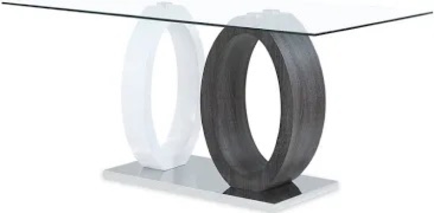 Glass-top dining table set with four grey chairs - photo 2