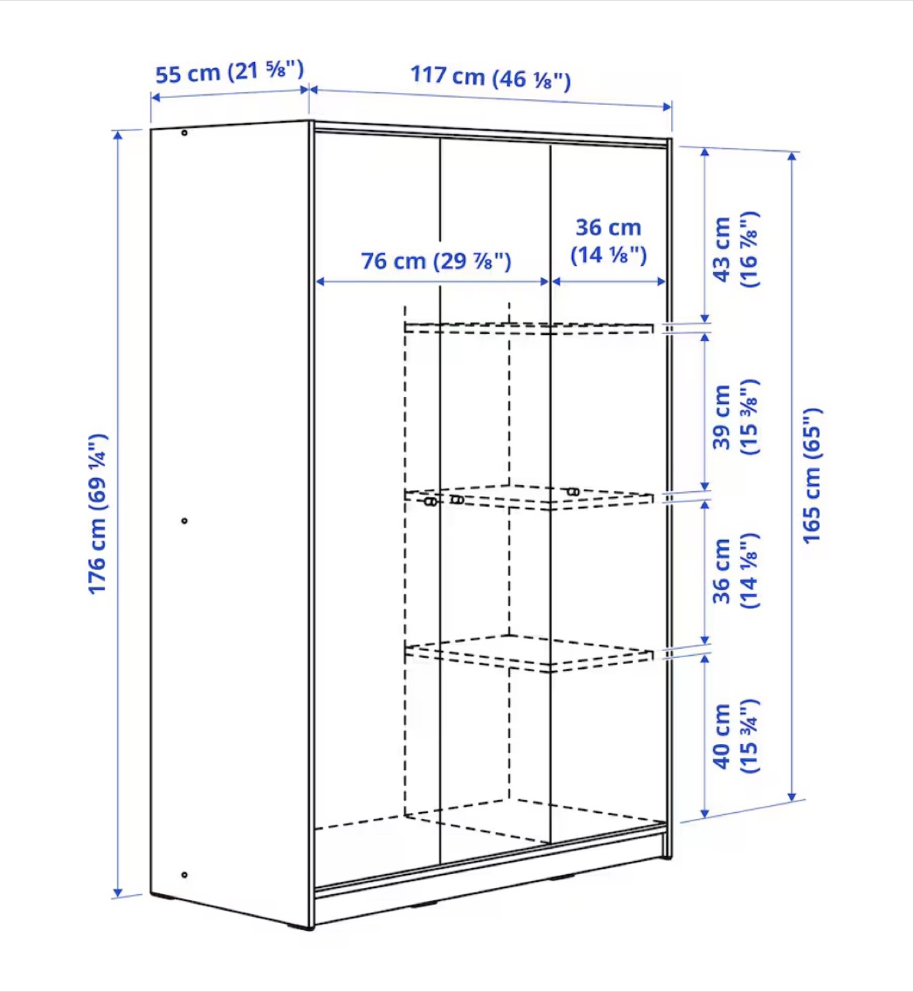 White Ikea KLEPPSTAD Wardrobe with 3 doors - photo 2