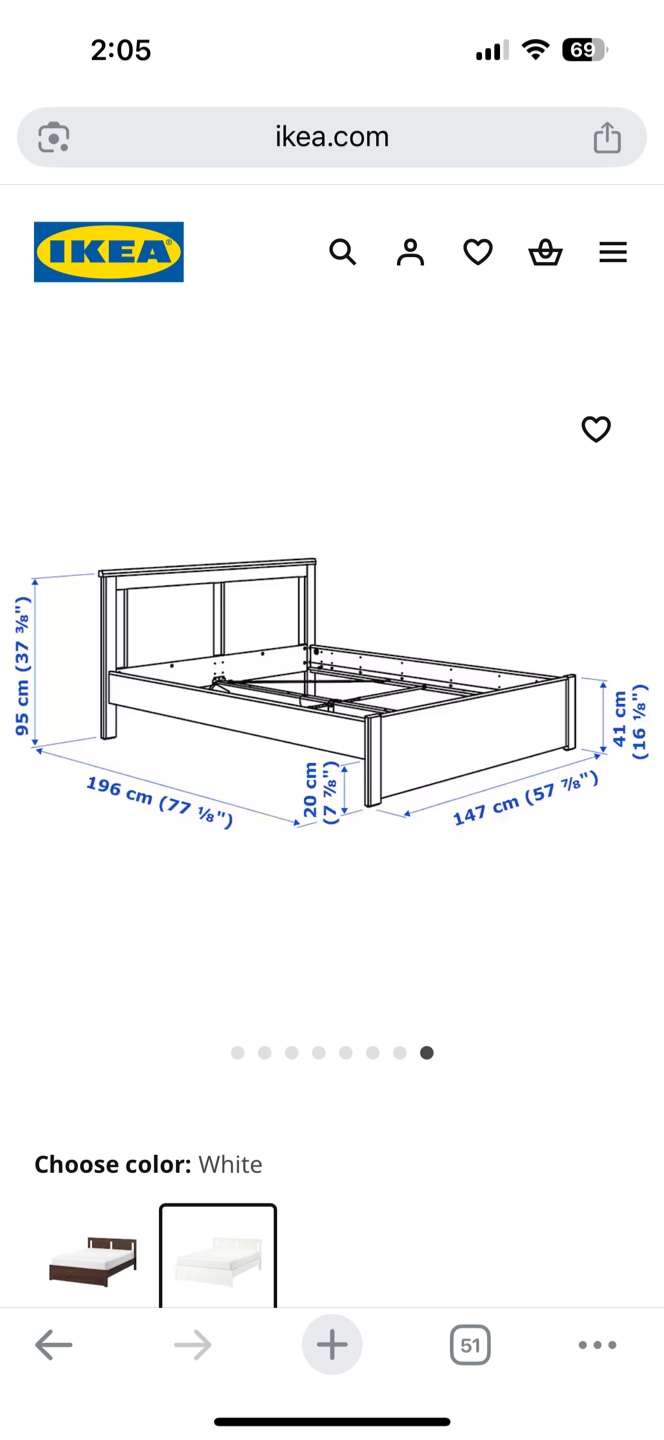 IKEA SONGESAND Full/Double Bed Frame - White - photo 2