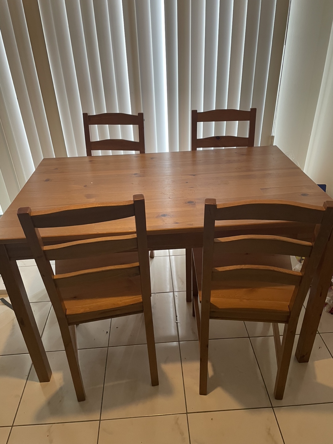 Wooden Dining Table Set with Four Chairs