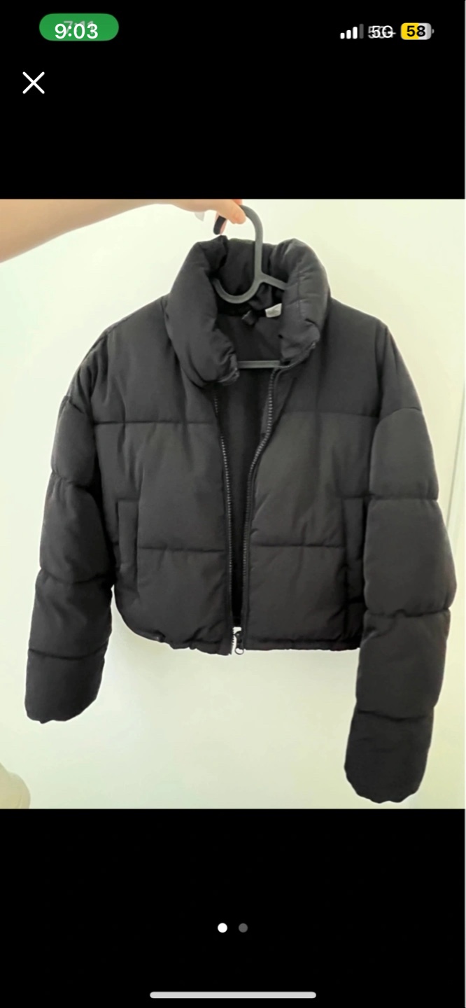 H&M Black Cropped Puffer Jacket