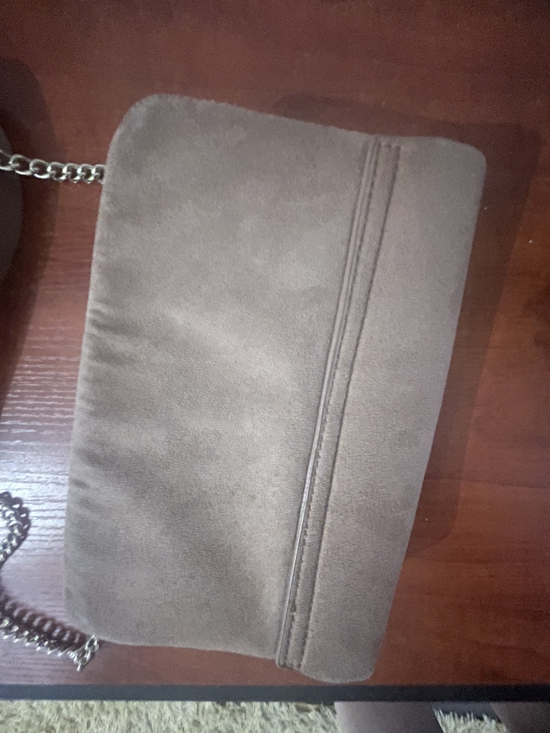 Tan Suede Crossbody Bag with Gold Chain - photo 2