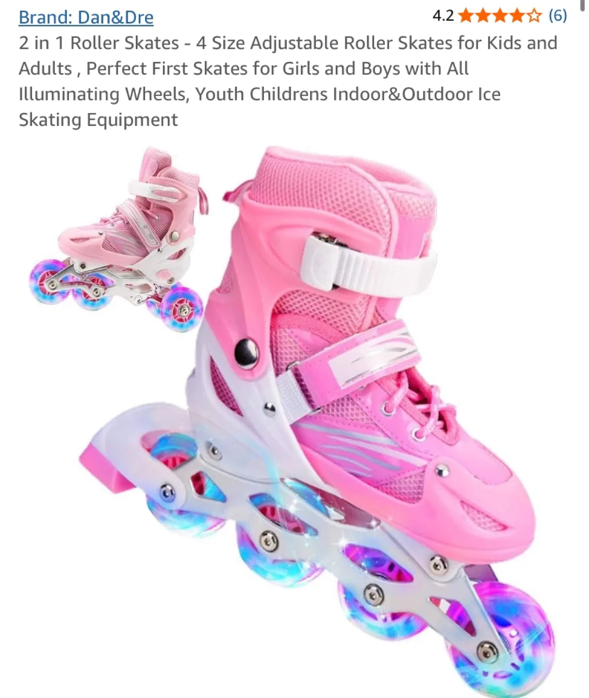 Adjustable Inline Skates - Pink, Size Small thumbnail