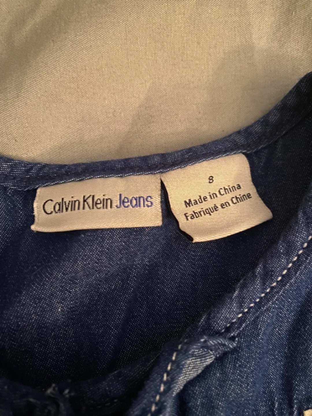 Calvin Klein Jeans Girls' Denim and Eyelet Dress Size 8 image indicator(2)