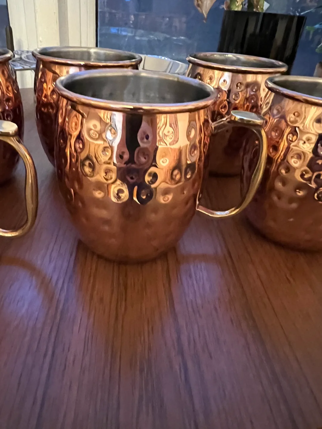 Copper Moscow Mule Mug Set with Wooden Tray image indicator(8)