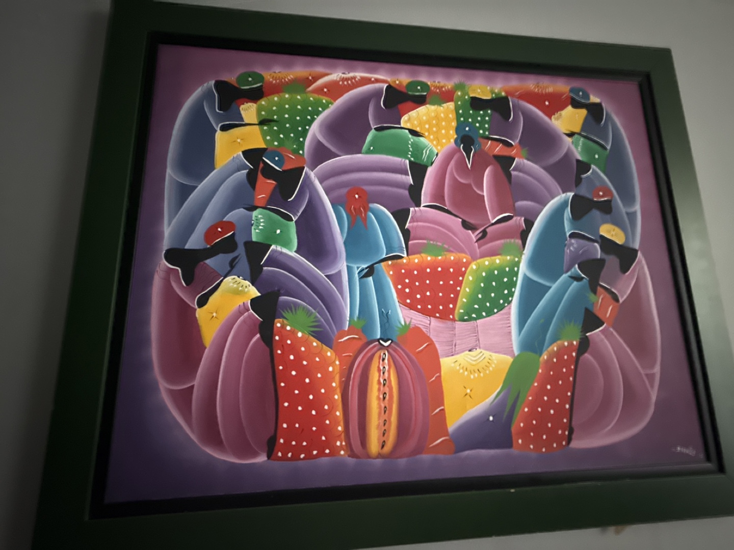 Vibrant Fruit and Figure Painting