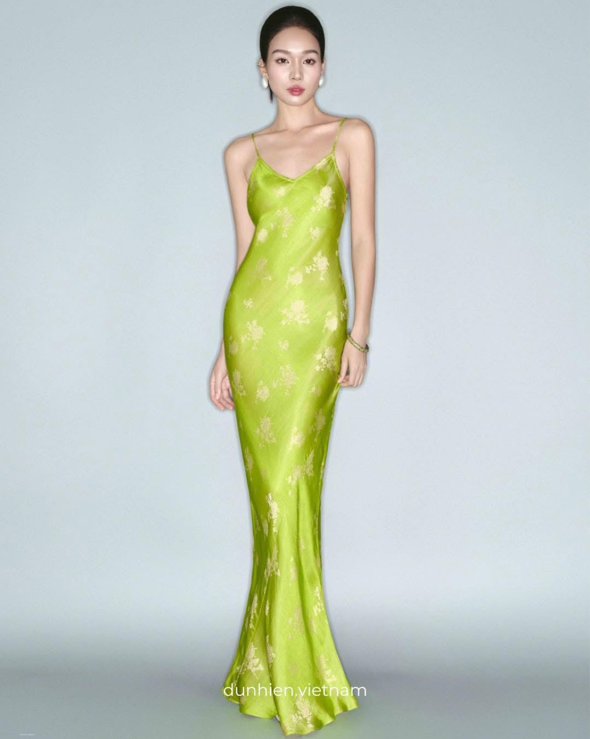 Lime Green Floral Maxi Slip Dress