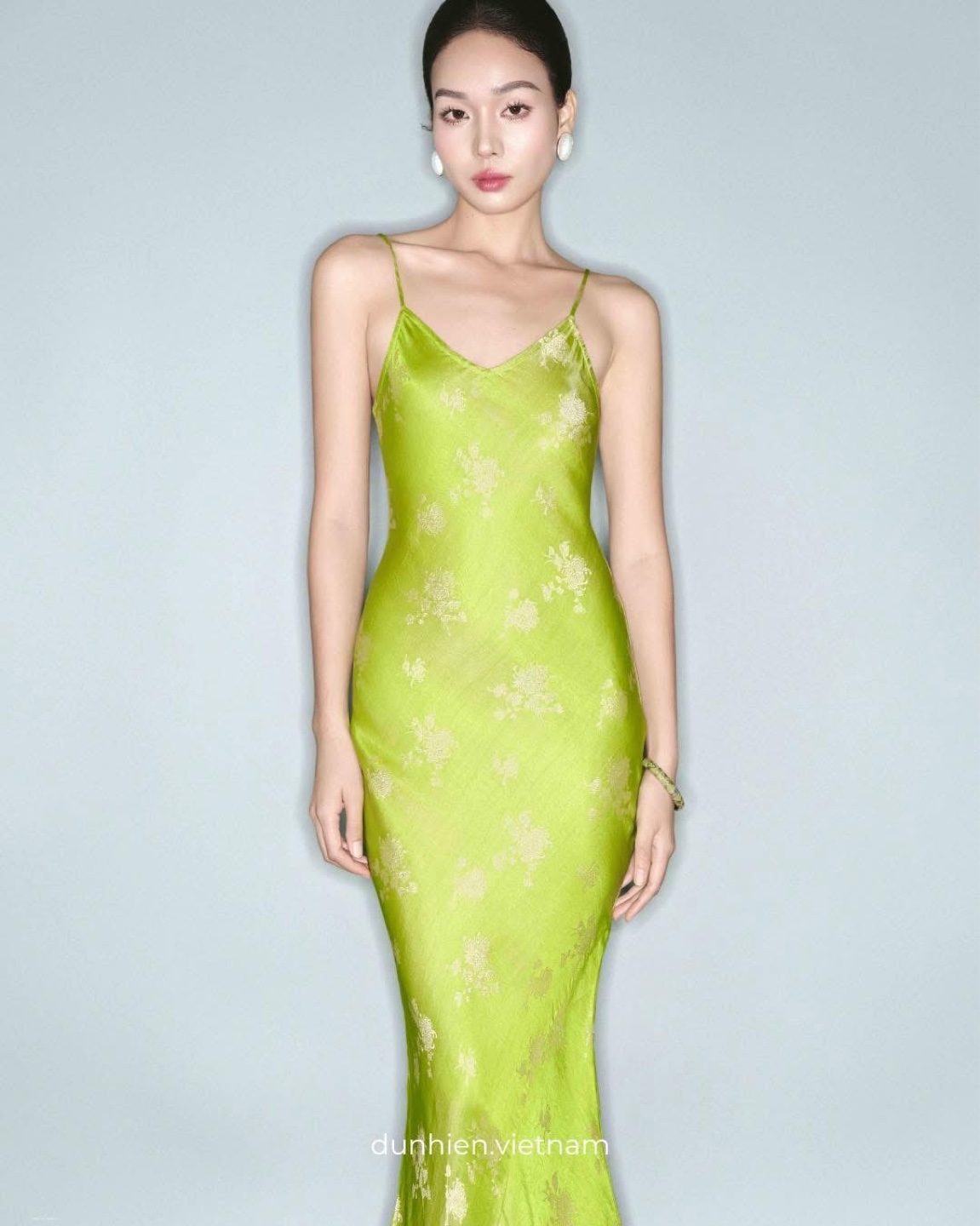 Lime Green Floral Maxi Slip Dress - photo 3