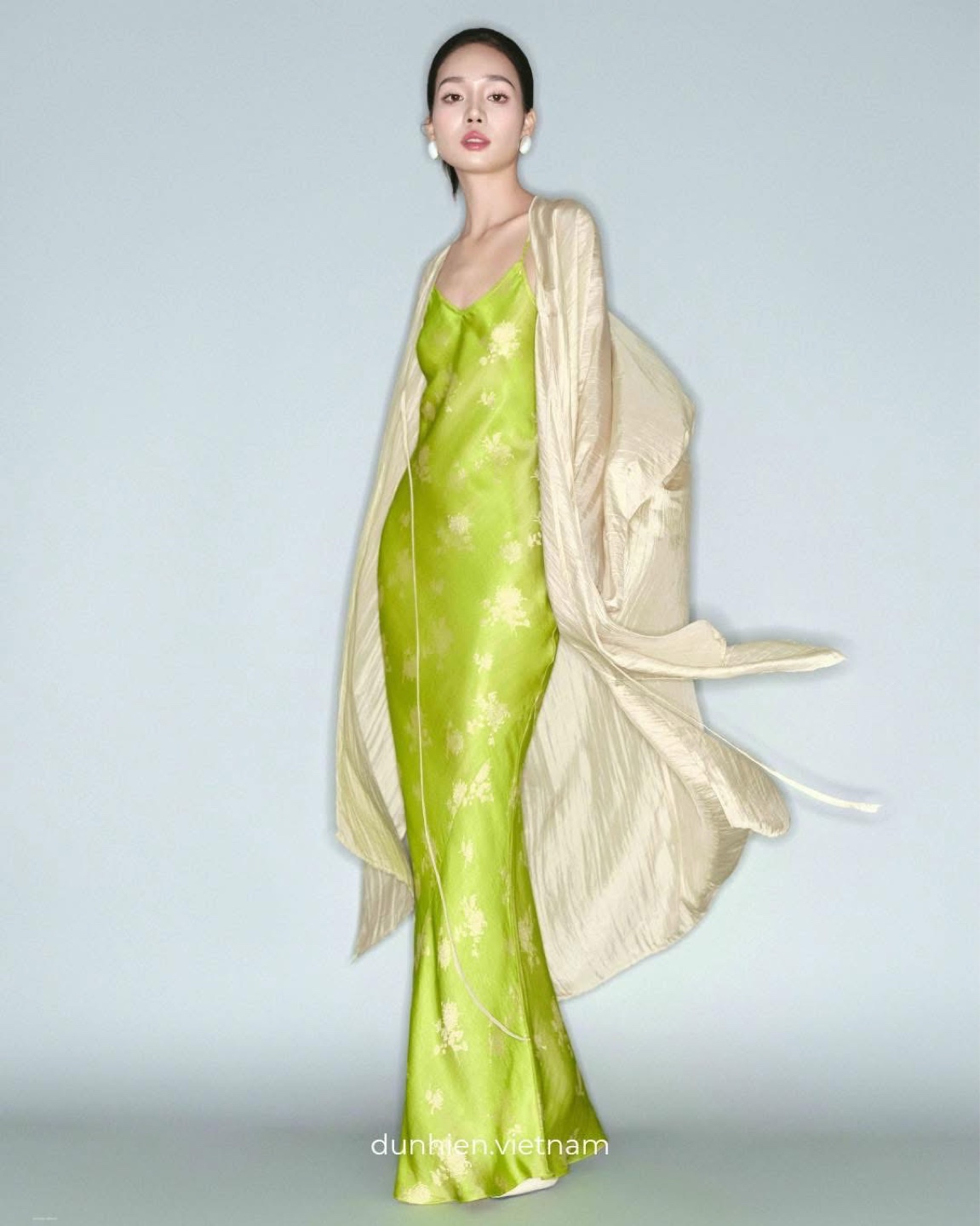 Lime Green Floral Maxi Slip Dress - photo 4
