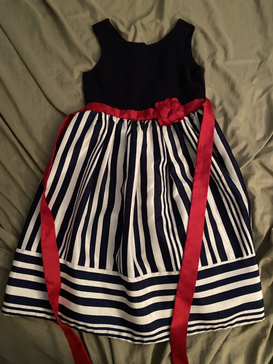 Girls' Blue and White Striped Dress