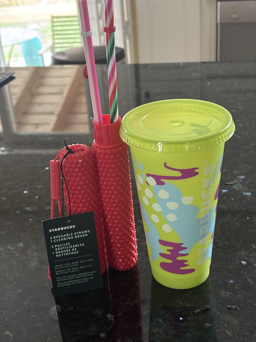 💚Starbucks Reusable Straw Set with Cleaning Brush & Tumbler