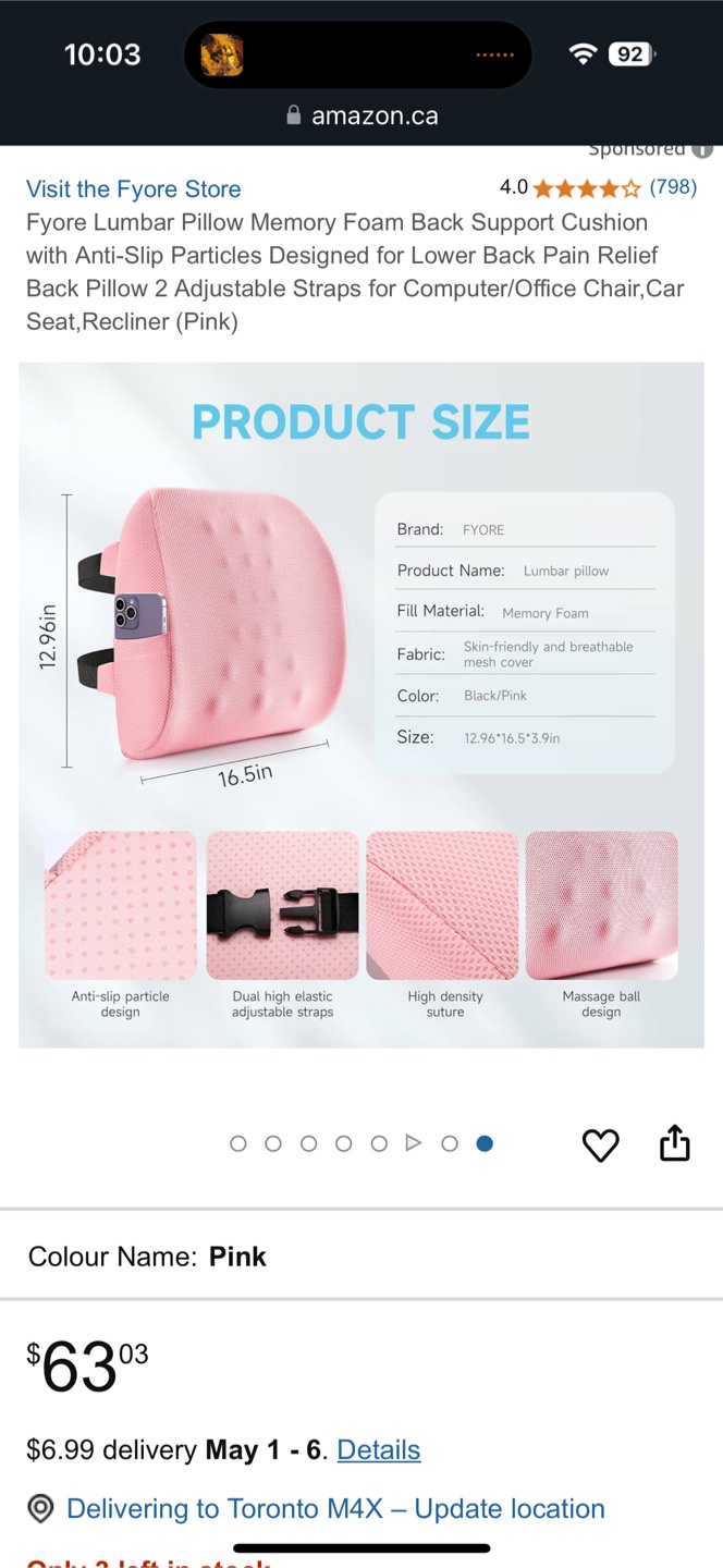 FYORE Lumbar Pillow - Pink Back Support Cushion - photo 2