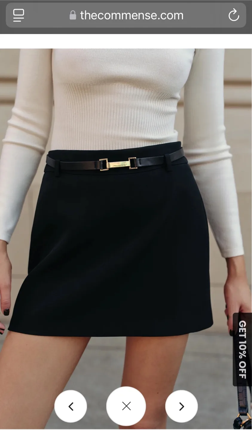 Black Mini Skirt with Gold Buckle Belt thumbnail