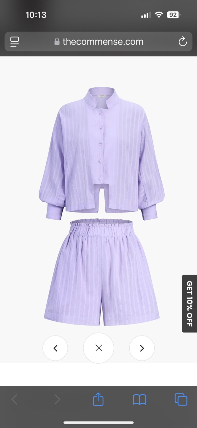 Lavender Pure Cotton Pinstripe Short Set - photo 2