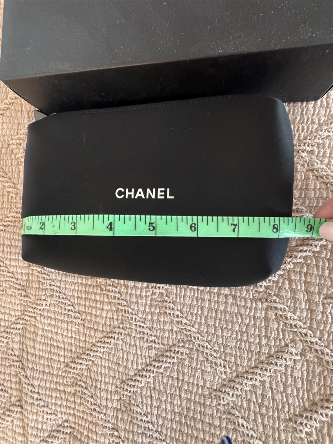 Authentic Chanel Black Zipper Pouch with Box image indicator(6)