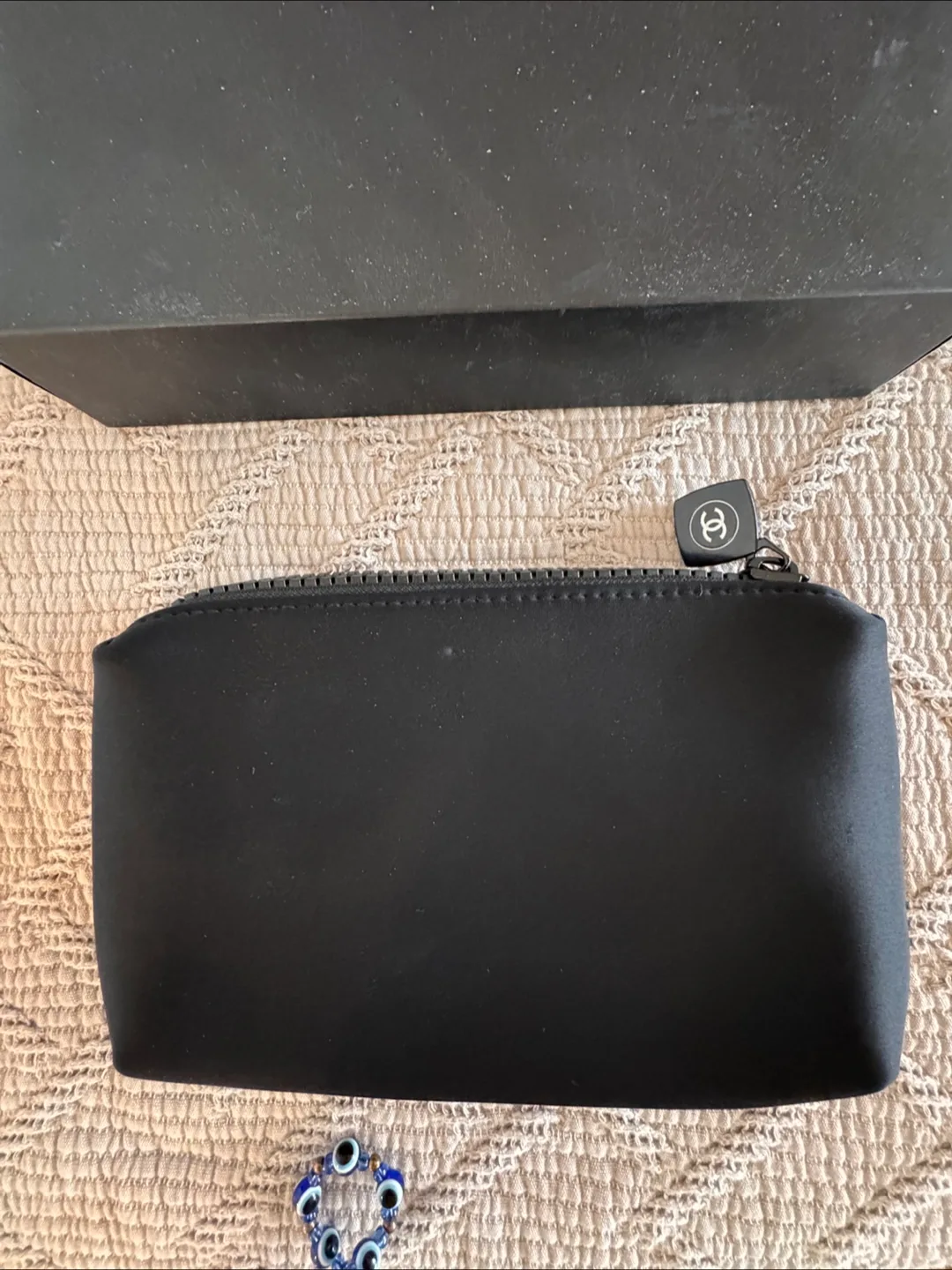 Authentic Chanel Black Zipper Pouch with Box image indicator(3)