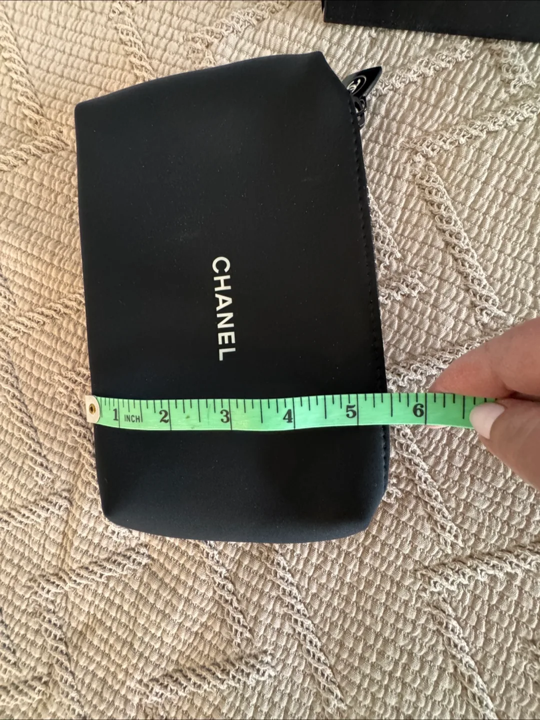 Authentic Chanel Black Zipper Pouch with Box image indicator(7)