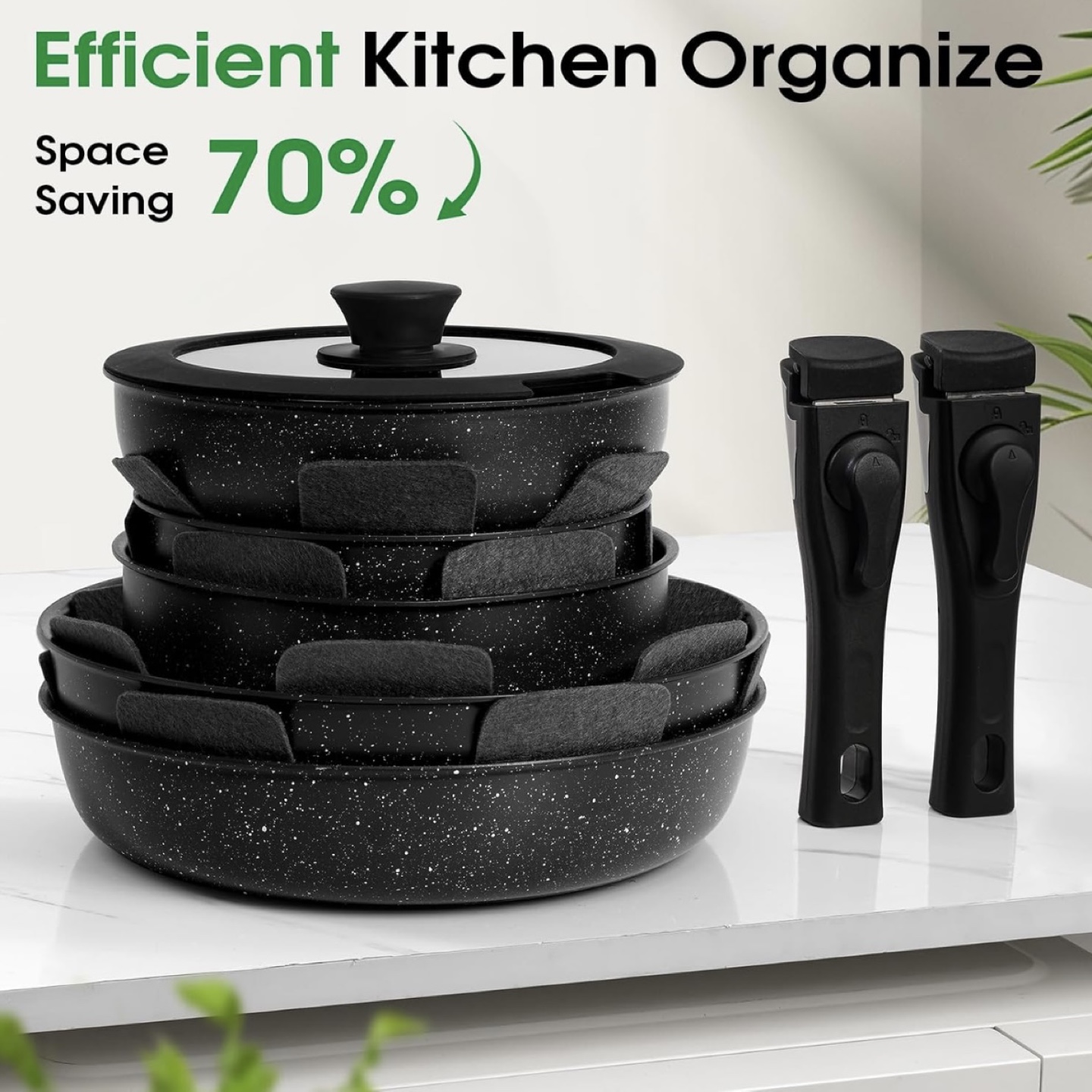 15-Piece Granite Cookware Set with Detachable Handles - photo 3