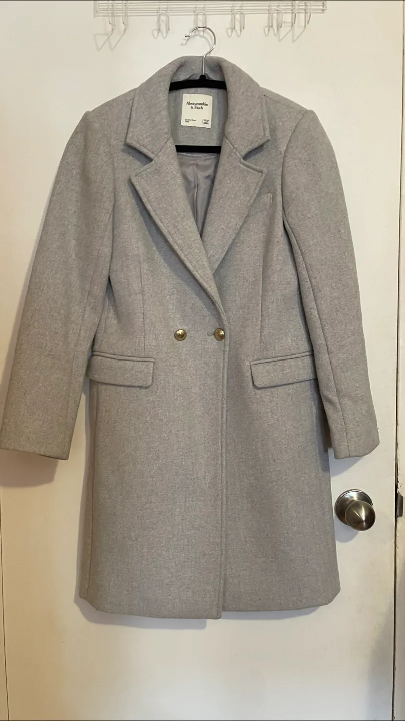 Abercrombie & Fitch Grey Wool Blend Topcoat - XXS thumbnail