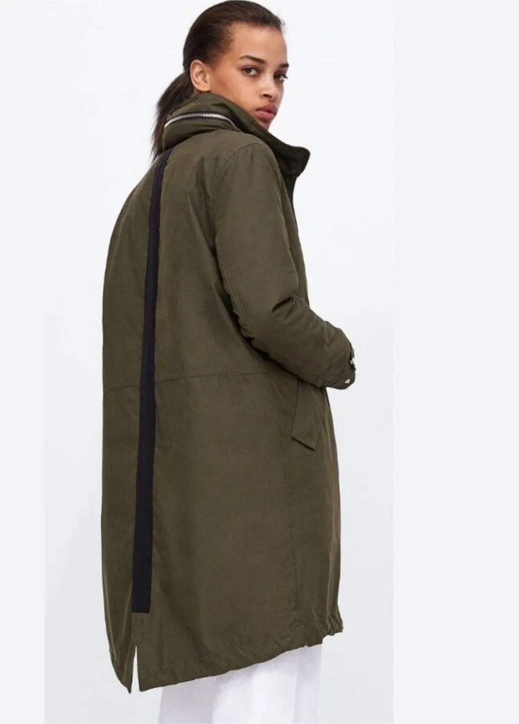 Zara olive green long parka image indicator(3)