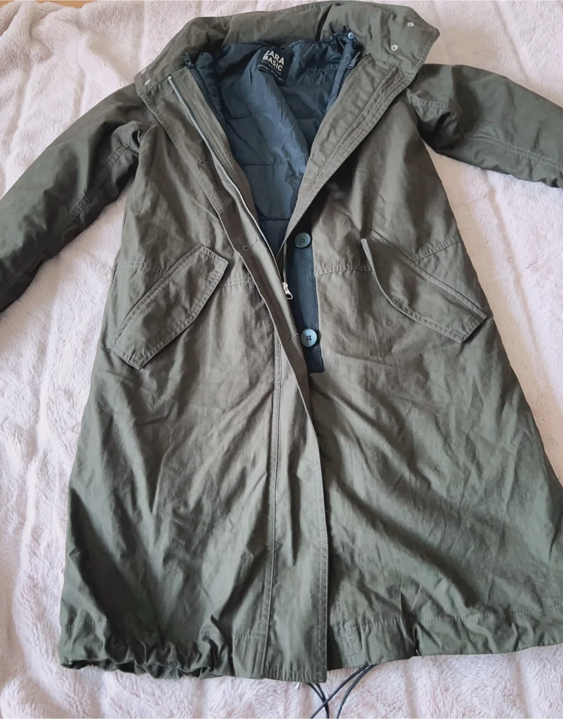 Zara olive green long parka image indicator(5)