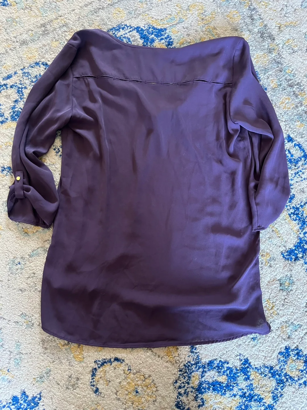 Stylish Purple 3/4 Sleeve Blouse, semi-sheer, size XS image indicator(2)