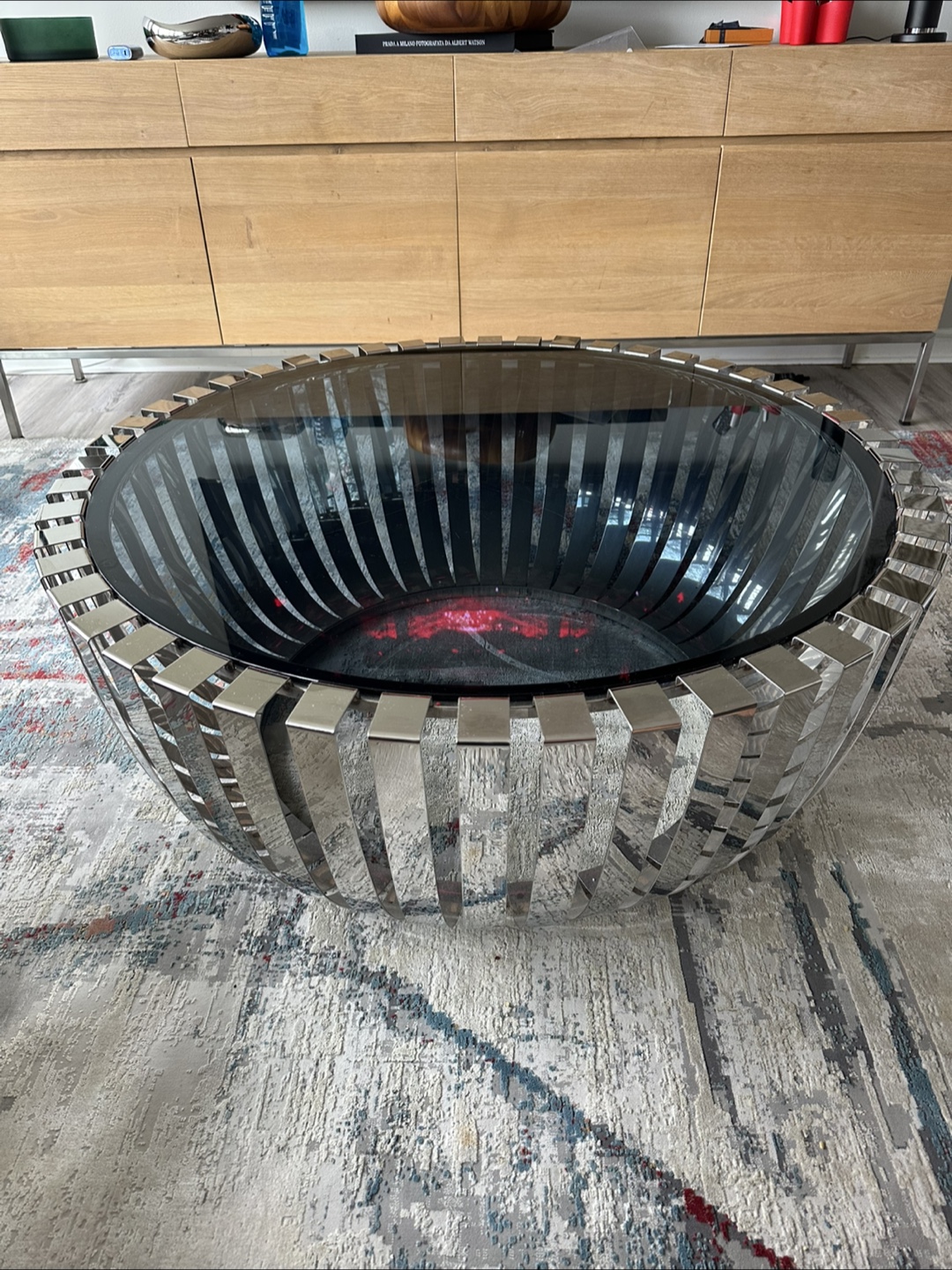Modern Metal and Glass Coffee Table