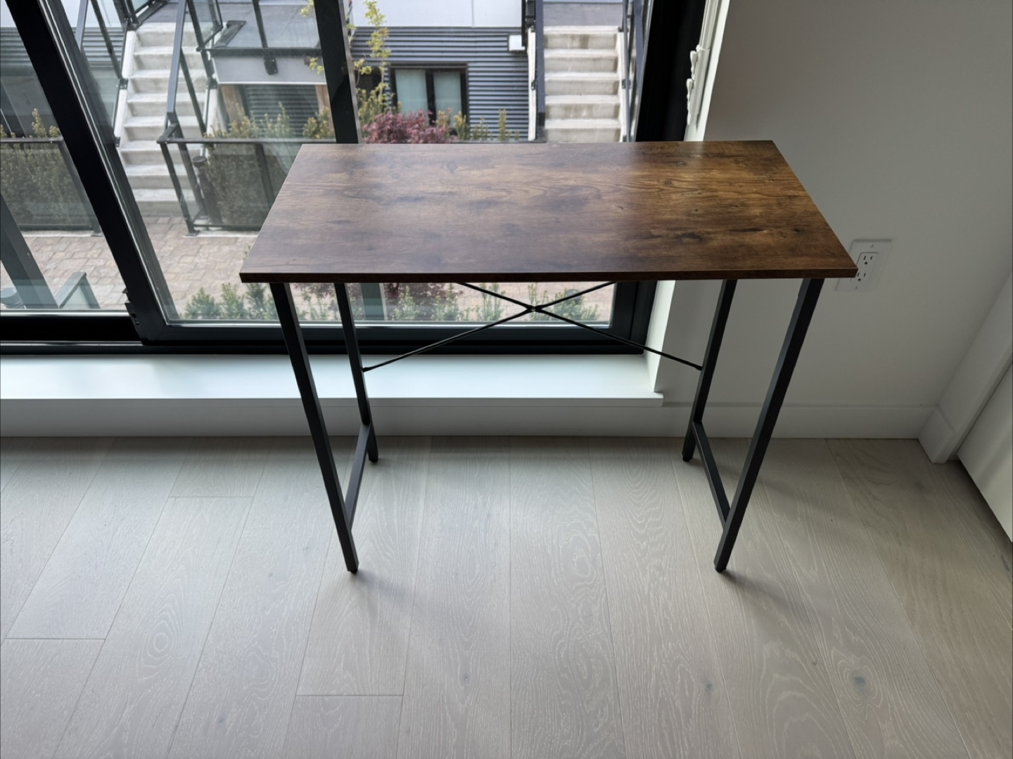 Rustic Console Table with Black Metal Legs