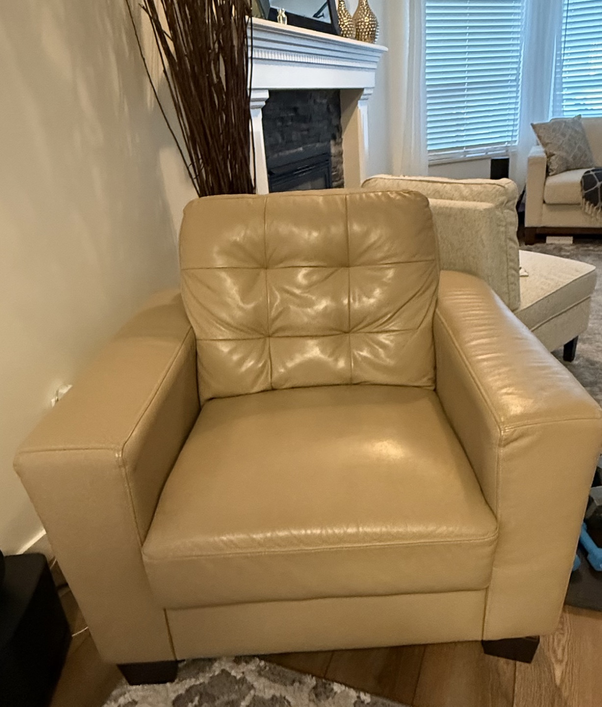 Beige Leather Sofa Set - Couch, Loveseat, Armchair & Ottoman - photo 3