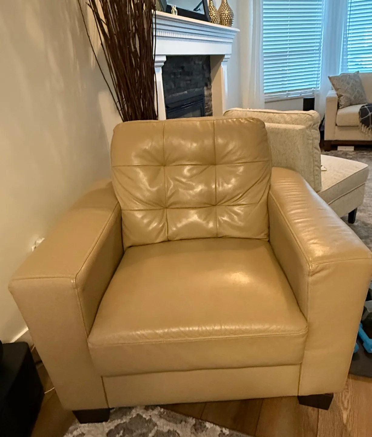 Beige Leather Sofa Set - Couch, Loveseat, Armchair & Ottoman image indicator(3)