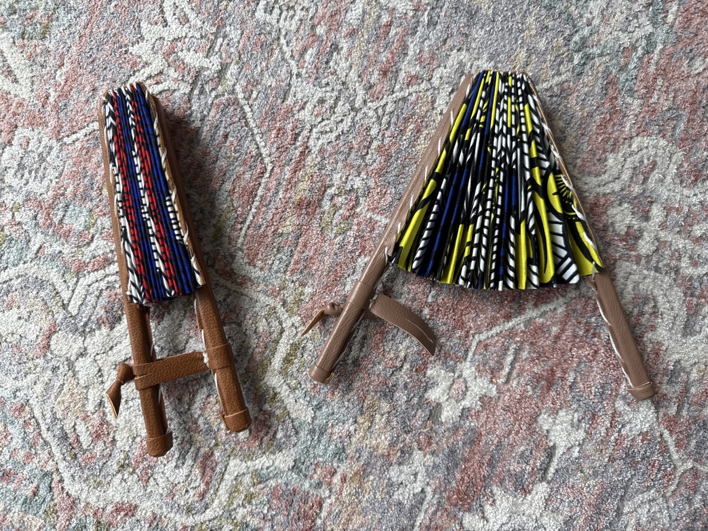 Pair of Handmade African Print Hand Fans - photo 2