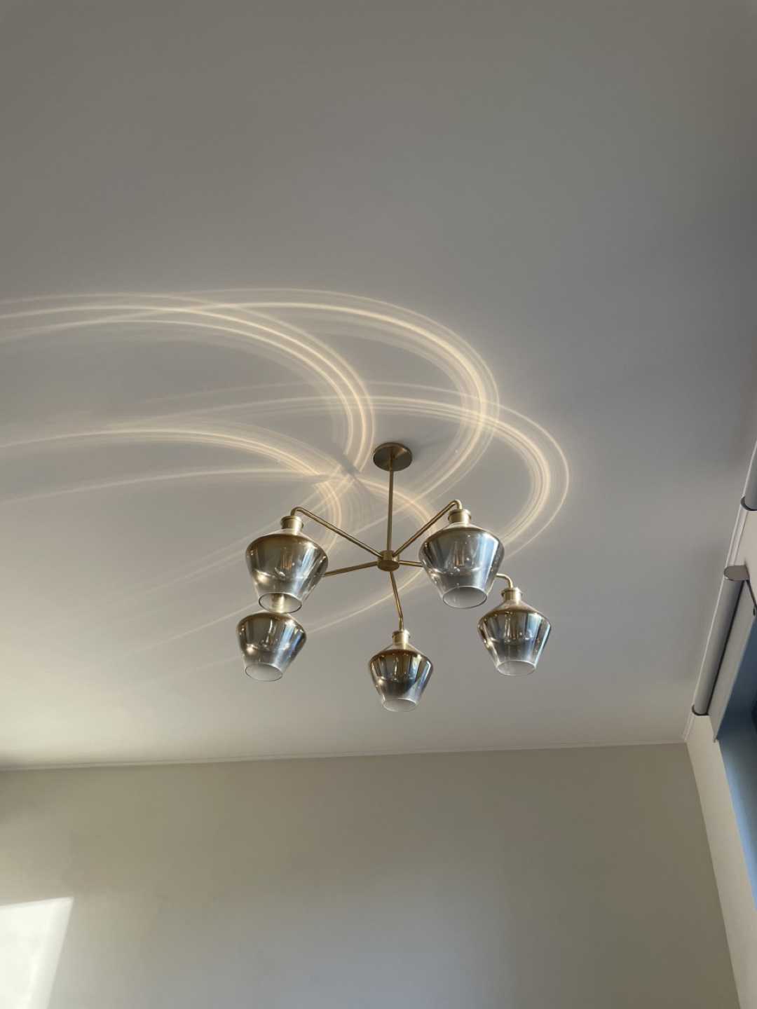 West Elm 5-Light Chandelier (1 left) - Ombré Glass, Brass Finish