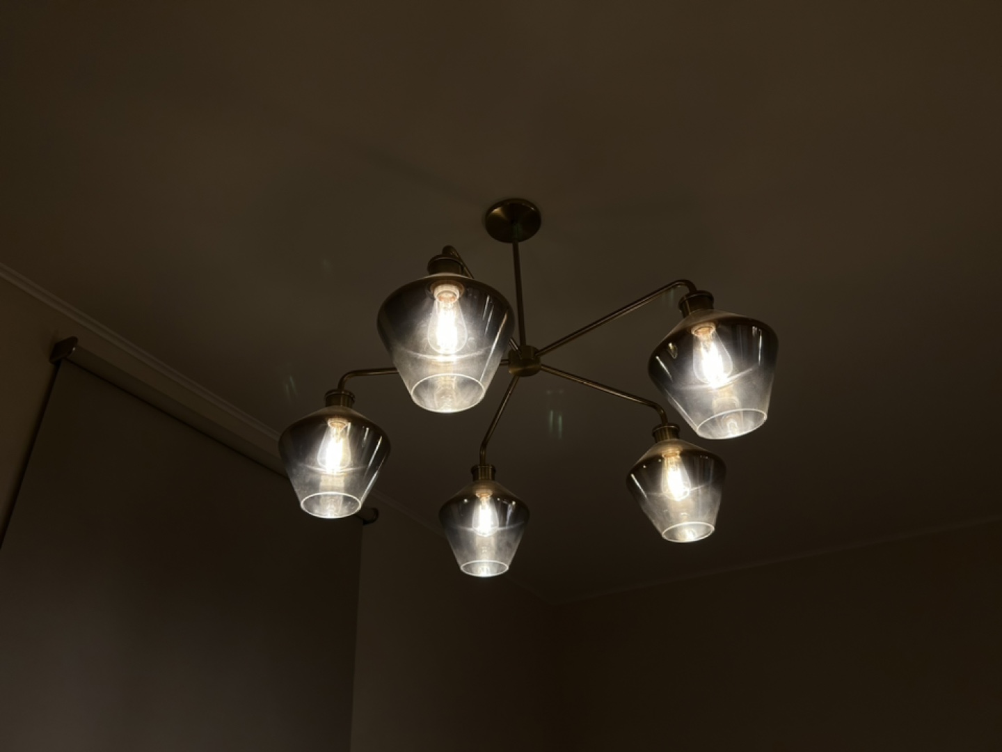 West Elm 5-Light Chandelier (1 left) - Ombré Glass, Brass Finish - photo 5