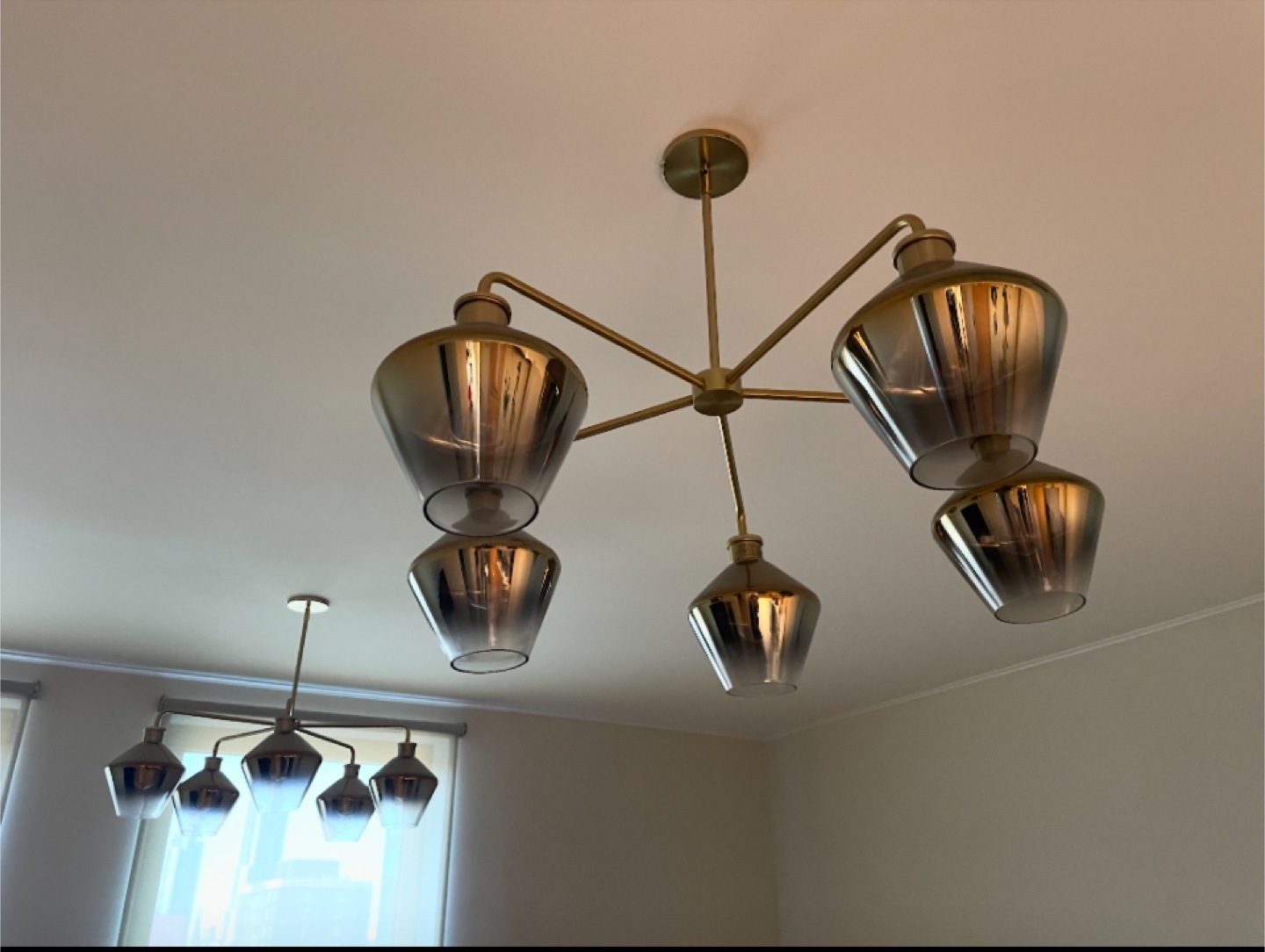 West Elm 5-Light Chandelier (1 left) - Ombré Glass, Brass Finish - photo 2