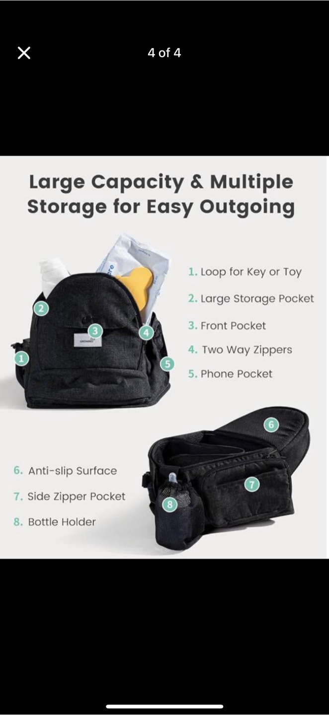 Grownsy Baby Carrier - Hip Seat Carrier with Storage - photo 2