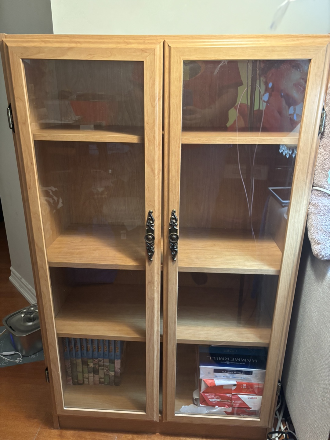 Wooden Display Cabinet with Glass Doors