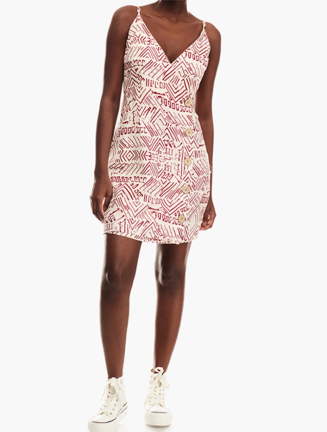 Forever 21 Red and White Geometric Print Mini Dress image indicator(2)