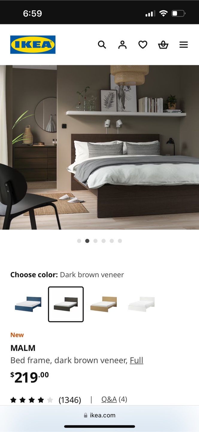 IKEA MALM Full Bed Frame - Dark Brown