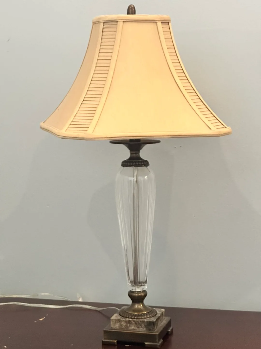 Elegant Crystal Table Lamp with Beige Shade image indicator(3)