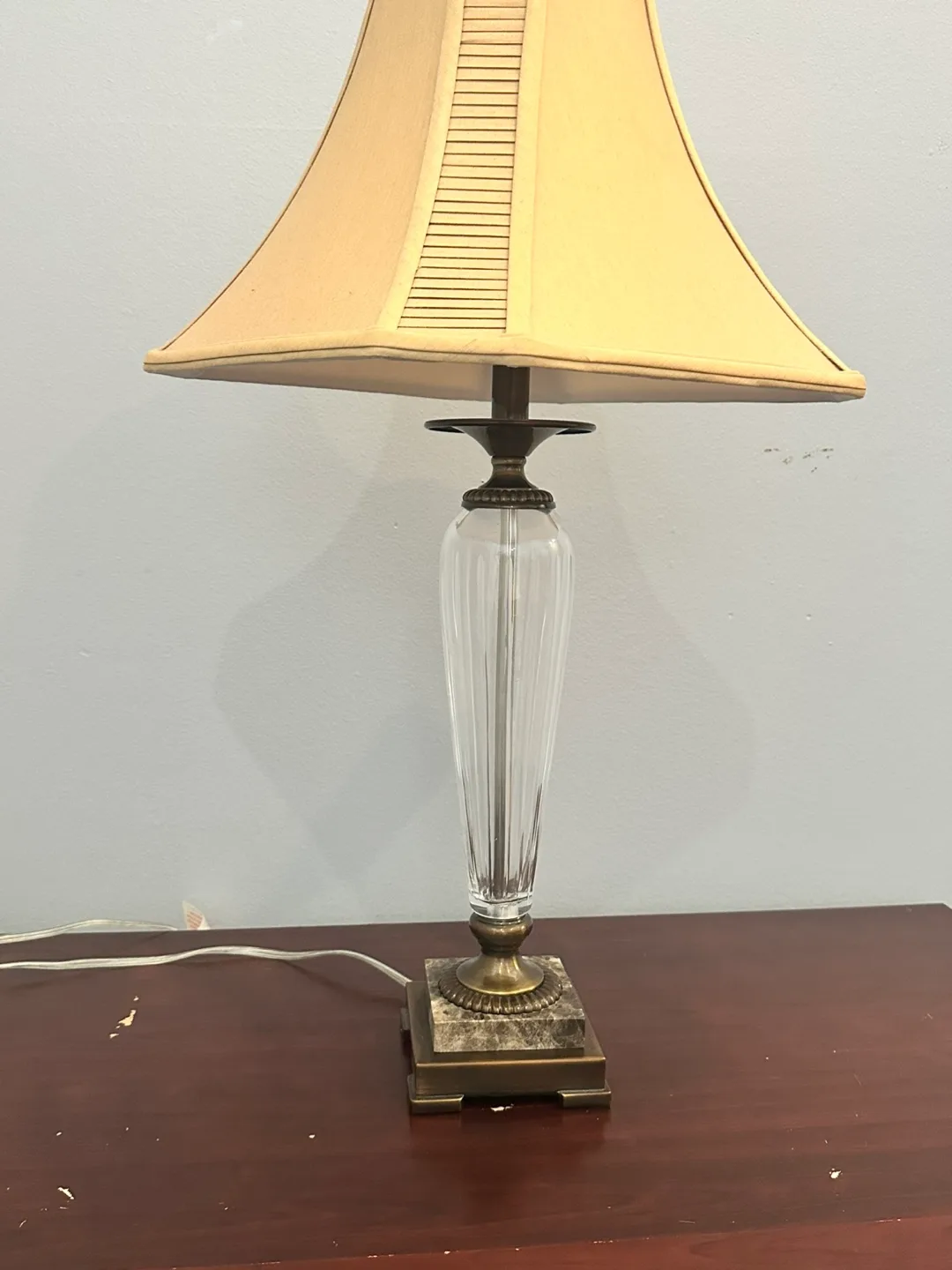 Elegant Crystal Table Lamp with Beige Shade image indicator(4)