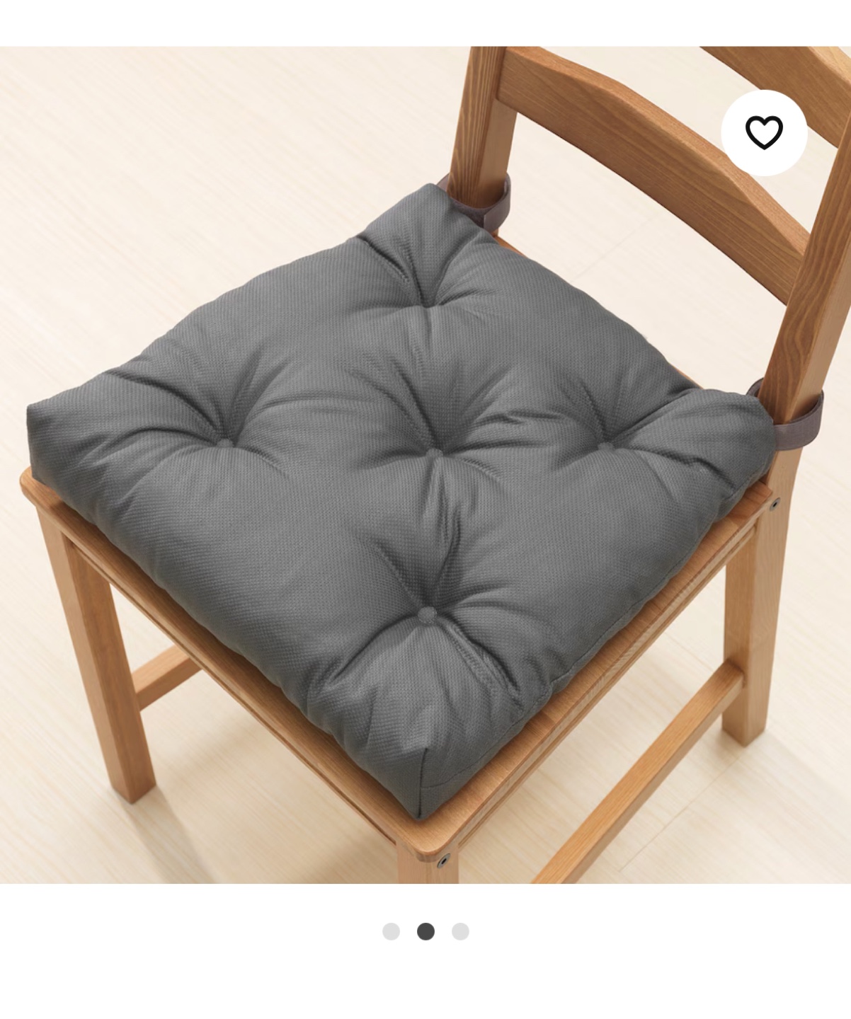 Grey Chair Cushion with Velcro Ties