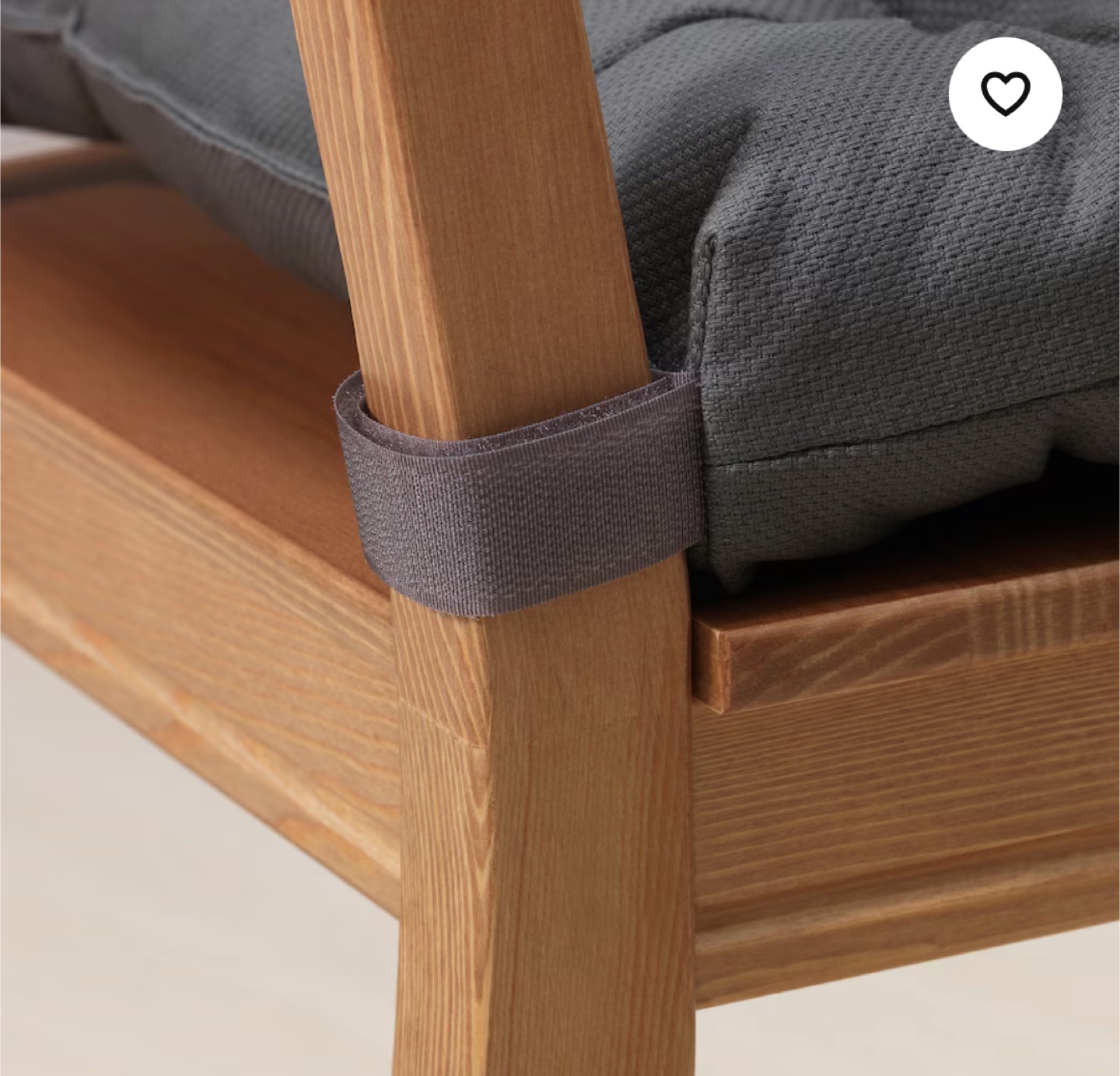Grey Chair Cushion with Velcro Ties - photo 3