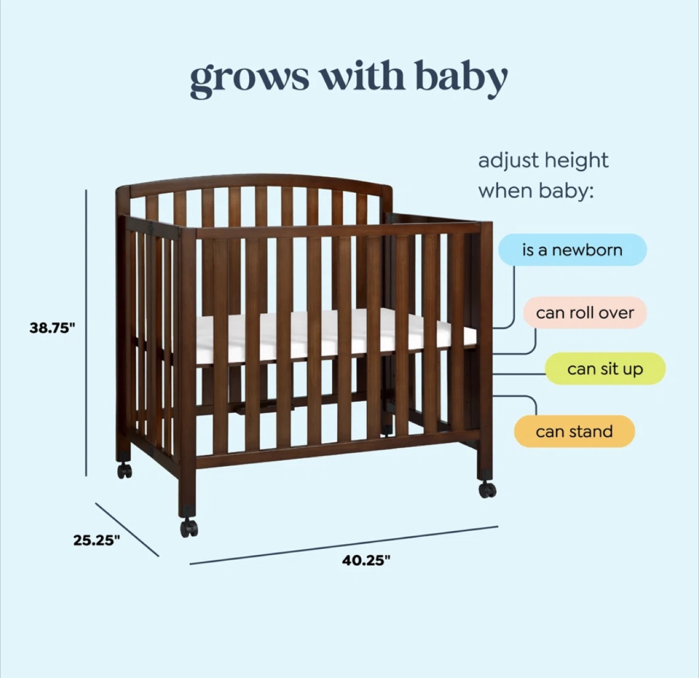 DaVinci Dylan 3-in-1 Mini Convertible Portable Crib - Espresso - photo 2