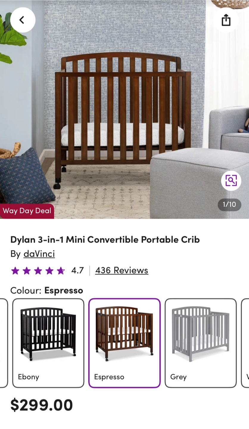 DaVinci Dylan 3-in-1 Mini Convertible Portable Crib - Espresso - photo 3