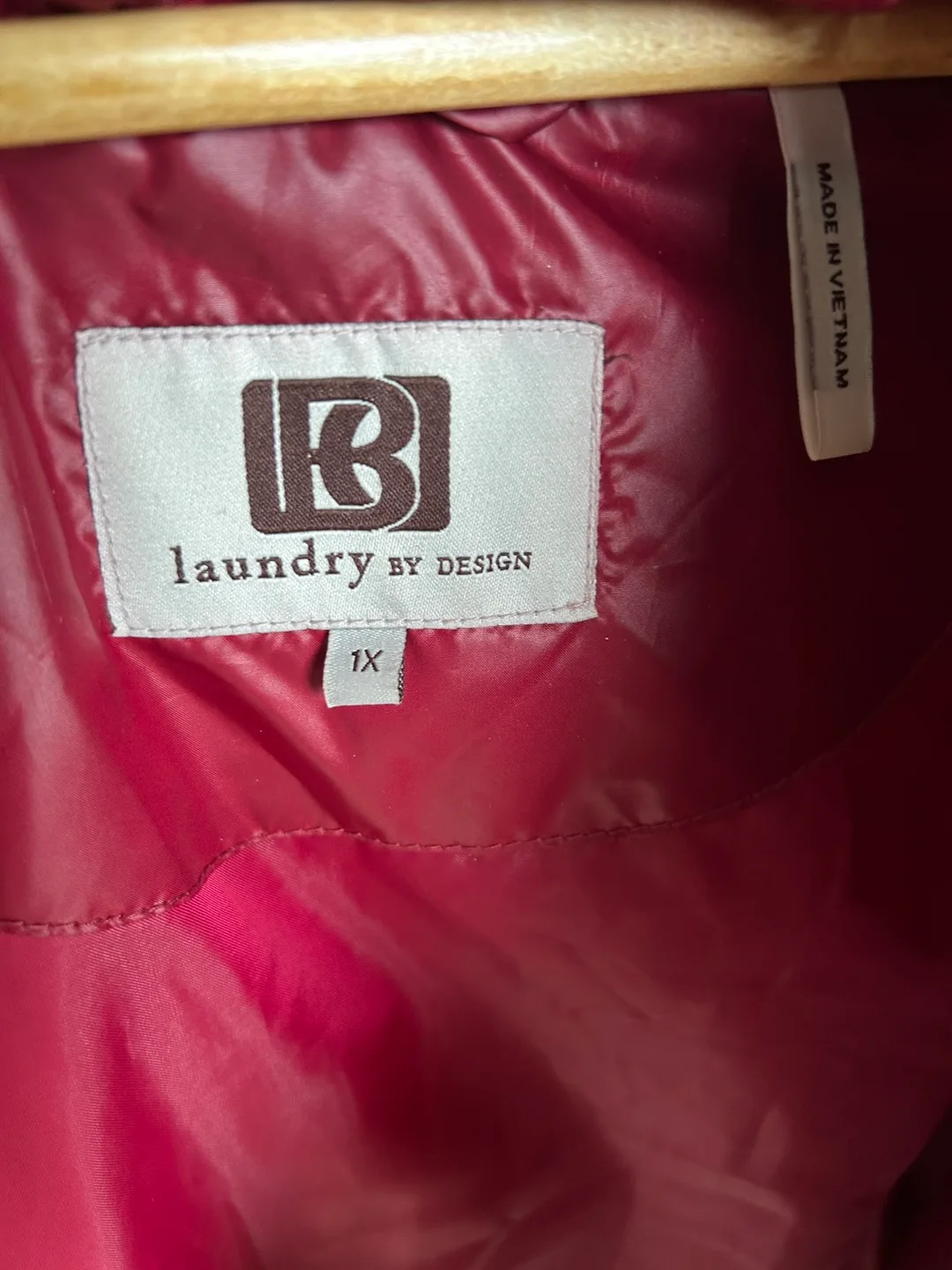 Laundry by Design Red Puffer Jacket with Faux Fur Hood image indicator(3)