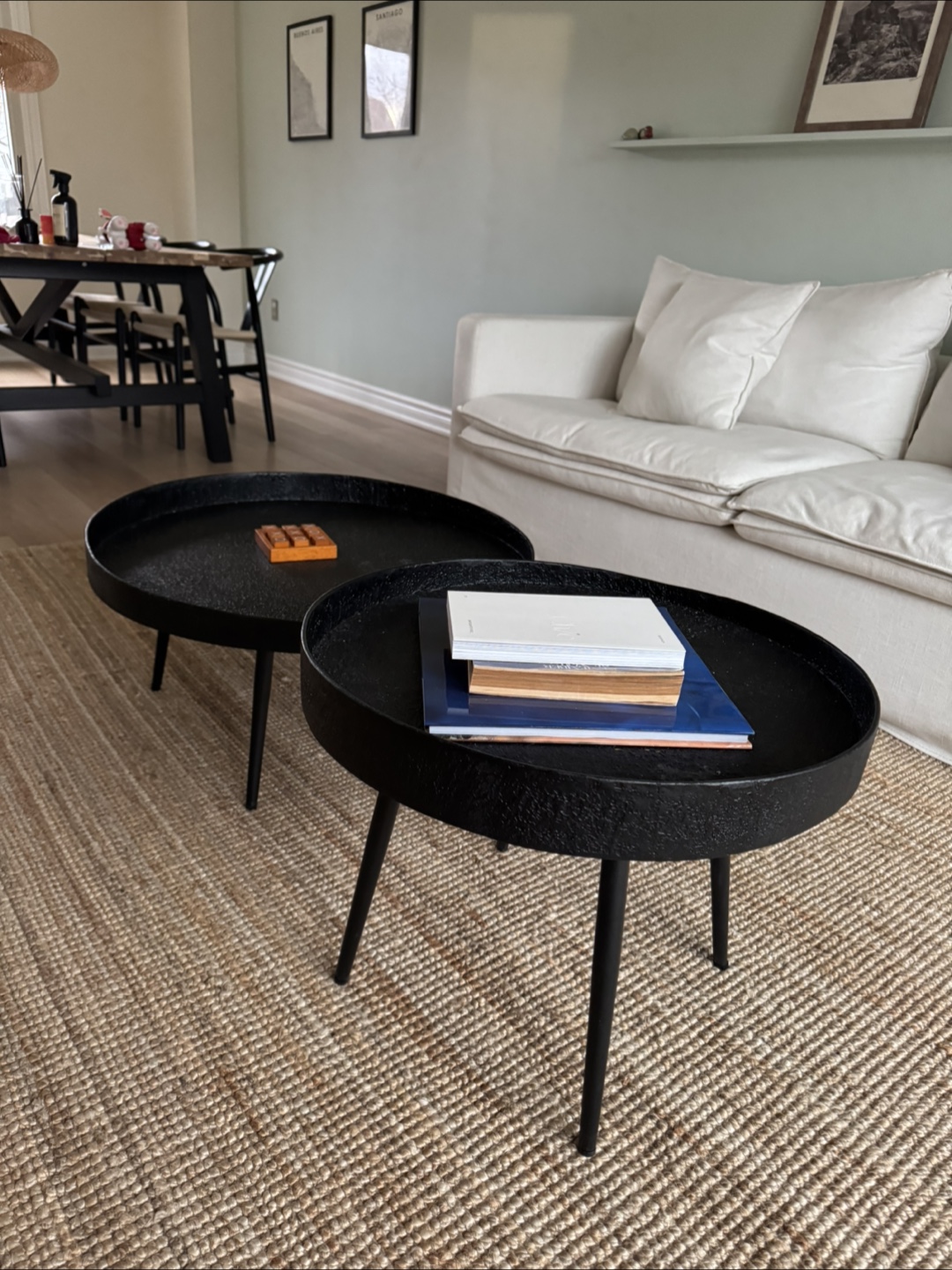 Pair of Black Round Coffee Tables